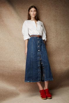 Gore Skirt, Gored Skirt, Fall 2015 Style, Long Denim Skirt, Spring Color, Denim Trends, Rachel Comey