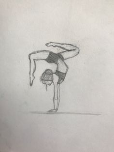 a drawing of a person doing a handstand on one leg and another hand in the other