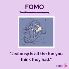 an image of a woman in bed with the caption'fomo '