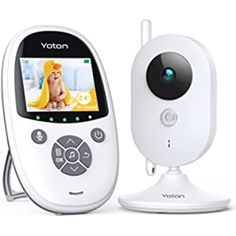 the motorola baby monitor is on display with its camera attached to it's side