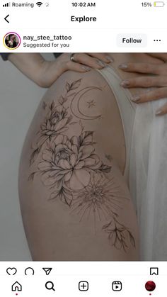 the back of a woman's thigh with flowers on it