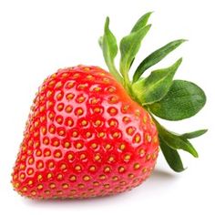 a close up of a strawberry on a white background