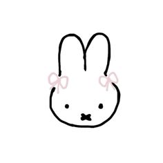 a drawing of a bunny face with a bow on it's head and eyes