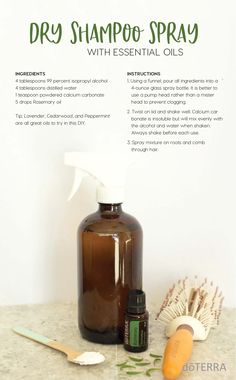 Isopropyl Alcohol Uses, Dry Shampoo Spray, Essential Oil Beauty, Diy Dry Shampoo, Doterra Essential Oils Recipes, Diy Shampoo, Oil Remedies, Yl Oils, Diy Kosmetik