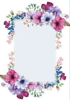 an empty paper with watercolor flowers on it