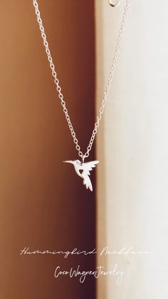 Gold Plated Gemstone Necklace Hummingbird, Silver Bird Necklace, Extraordinary Jewelry, Gift Girlfriend, Jewelry Accessories Ideas