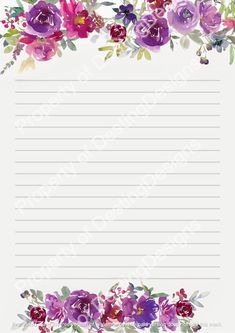 an empty notepad with flowers and leaves on the border, for writing or scrapping