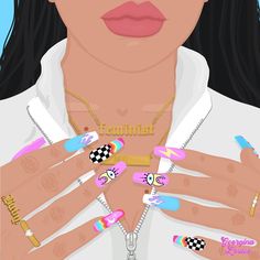 Hey Barbie, Ac Cover, Beauty Hacks Nails, Colorful Nail, Print Design Art, Nail Art Designs Videos