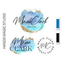 the logo for music club, masie clark beauty salon and more clark