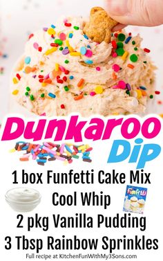 an advertisement for dunkapoo dip with sprinkles on the top and bottom