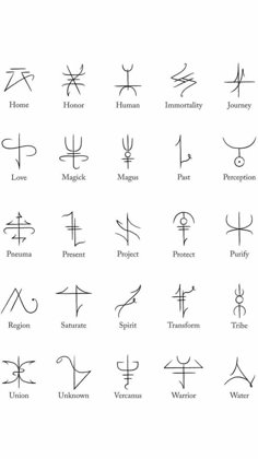 the symbols for different types of zodiacs and their meanings are shown in black ink