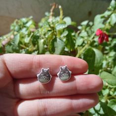 Studio Ghibli Totoro Stud Earrings Will Include Backings Ghiblicore Outfits, Totoro Earrings, Studio Ghibli Totoro, Ghibli Totoro, Earrings Color, Studio Ghibli, Gray White, Jewelry Earrings, Stud Earrings