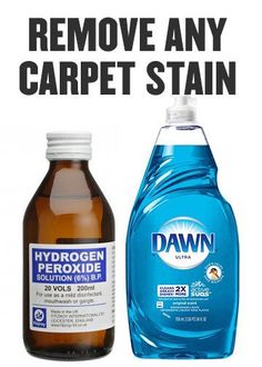 a bottle of water and a bottle of liquid with the words remove any carpet stain