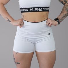 White and Black ALPHA Women’s Reversible Shorts Black Sports Shorts, Fitness Poses, Female Photos, Fitness Outfit, Heat Transfer Design, Alpha Female, Good Presentation, Its All Good, Sports Shorts