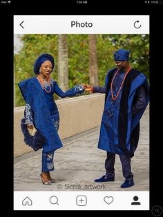 Royal Blue Traditional Wedding Attire, Wedding Couple Outfits, Navy Blue Aso Oke Bride, Royal Blue Aso Oke, Royal Blue Yoruba Traditional Wedding Attire, Nigerian Navy, African Kings