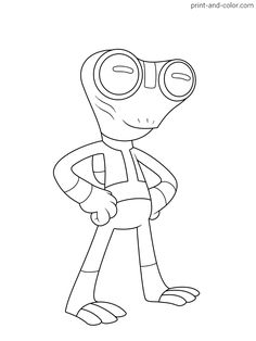 a cartoon character with goggles on his face