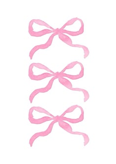 three pink bows on white background