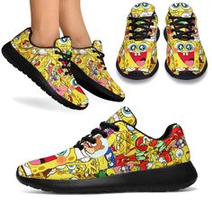 Spongebob Sneakers Custom Shoes Funny Gifts Fan-Gear Wanta Spongebob Sneakers, Sporty Shoes, Cartoon Shoes, Funny Gift Idea, Sporty Sneakers, Expressive Fashion, Heels Shoes, Classic Silhouette, Dinosaur Print