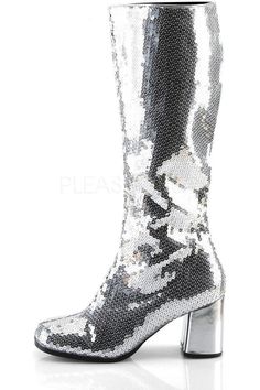 3" (7.6cm) Block Heel, Sequin Knee Boot full inner side Zipperper - Fit Guide: True to Size - Heel Specifications: 3" Heel - Country of Origin: Imported Boot Spats, Gogo Costume, Halloween Costumes For Twins, Costumes For Twins, 1920s Shoes, Costume Boots, Escape The Night, Alternative Shoes, Single Sole Heels