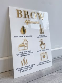 the brochure for brown alera is displayed in front of a white wall