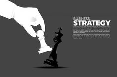 a hand holding a chess piece with the word business strategy on it