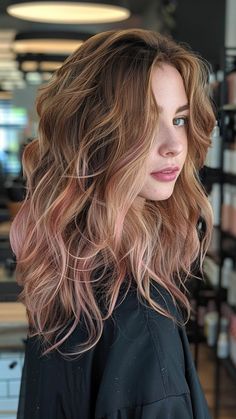 30 Balayage Hair Color Innovations for Trendsetting Looks Straight Hair Color Ideas Highlights, Dusty Pink Balayage, Brown Hair With Pink Highlights, Dusty Rose Hair, Pink Hair Highlights, Pink Balayage, Champagne Hair, Balayage Hair Color Ideas, Pink Ombre Hair