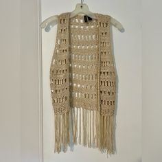 Never Worn, Great Condition, Cute Boho Crochet Vest, S/M Crochet Vest, Full Tilt, Boho Crochet, Beige Color, Jackets & Coats, Jackets For Women, Cream, Crochet, Women Shopping