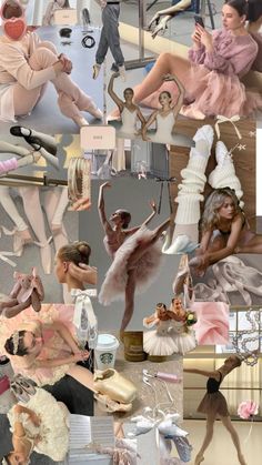 a collage of ballet images including dancers, ballerinas and other things in pink