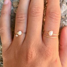 Dainty Pearl Ring Set / Freshwater Pearl Stacking Rings / Wire Wrapped Rings / Minimal Rings / Birthday Gift for Her /  Bridesmaid Gift by SeaCoveDesigns on Etsy https://www.etsy.com/listing/574236613/dainty-pearl-ring-set-freshwater-pearl Rings Minimal, Pearl Ring Design, Pearl Ring Simple, Minimal Rings, Pearl Stacking Ring, Small Engagement Rings, Rings Wire, Open Cuff Ring, Silver Pearl Ring