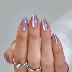 Sparkly Nail Designs, Purple And Silver Nails, Press On Nails Almond, Nails Bridesmaid, French Tip Press On Nails, Velvet Nails, Short Fake Nails, Nails Today