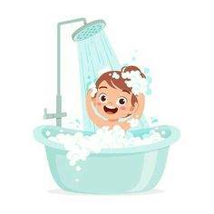 Kids Hygiene, Jolly Phonics Activities, Bathroom Cartoon, Finger Paint, Have A Shower, Phonics Activities, Kids Bath, Baby Cartoon