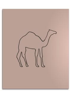 a drawing of a camel on a beige background with black lines in the shape of an animal