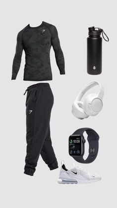 #gymshark #gymoutfit #applewatch Men Streetwear Outfits, Sporty Outfits Men, Gymwear Outfits, Gym Outfit Men, Trendy Boy Outfits, Classy Outfits Men, Black Men Fashion Swag, Gym Fits, Mens Casual Dress Outfits