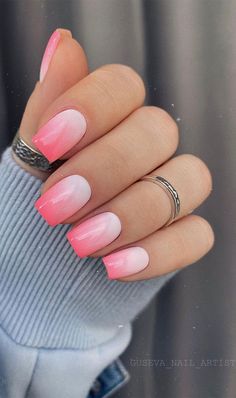 Occasion Nails, Pink Tip Nails, Unghie Sfumate, Pink Gel Nails, Pink Ombre Nails, Pedicure Manicure, Ombre Acrylic Nails, Nails 2022, Purple Nail