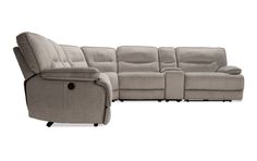 the reclining sectional sofa is shown in grey fabric