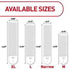 four sizes of the narrow mattress are shown with measurements for each size and widths