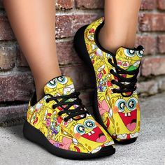 Spongebob Sneakers Custom Cartoon Shoes Funny Gifts Fan PT19 All of our Sneakers are custom-made-to-order and handcrafted to the highest quality standards. Lightweight construction with breathable mesh fabric provides a comfortable and flawless fit. Lace-up closure for a snug fit. Features a removable memory foam insole pad for comfort and support. Finished with a high quality EVA out sole for traction and exceptional durability. Sporty Shoes, Cartoon Shoes, Custom Cartoons, Everyday Wardrobe, Custom Shoes, Sneakers Black, Types Of Shoes, Mesh Fabric, Funny Gifts