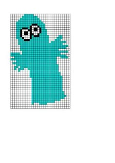 a cross stitch pattern with an image of a blue ghost in the shape of a pixel