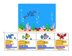 an ocean scene with fish, crabs and other marine animals in it's life cycle