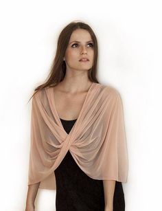 Wedding Cover Up, Sheer Peach Shrug, Versatile Shawl- Shawl, Shrug, Crisscross And Scarf. Wedding Bo Bridesmaid Wrap, Bridal Party Accessories, Bridesmaid Shawl, Bridal Shrug, Sheer Cover Up, Wedding Shrug, Lace Bolero, Shrugs And Boleros, Bolero Shrug