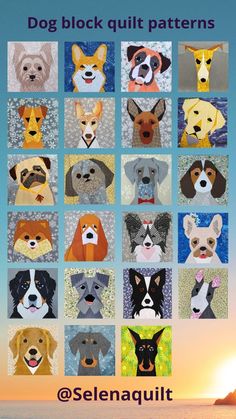 the dog block quilt pattern has many different dogs