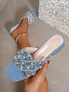 Shoe Content, Shein Sandals, Summer Flat Sandals, Fairy Shoes, Women Flat Sandals, Pretty Sandals, Shoes Heels Classy, Fashion Shoes Sandals, Cinderella Shoes