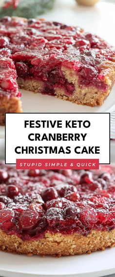 Image for Festive Keto Cranberry Christmas Cake Keto Cranberry, White Chocolate Raspberry Cake, Cranberry Christmas Cake, Cranberry Christmas, Baking With Coconut Flour, Keto Christmas, Moist Cake, Low Carb Treats, Diet Desserts