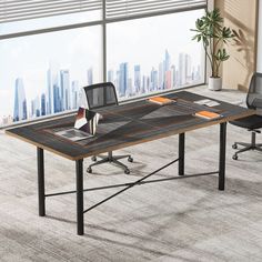 Modern & Simple Design - Designed with clean lines and a modern two-tone table top, the 70-inch conference room table exudes a stylish touch. The office conference table is perfect for your contemporary private or open-concept office space. The classic black and grey combination shows a sleek business style and effortlessly blends timeless elegance with contemporary design. Ample Working Area - Gather your geniuses for brainstorming. From large company meetings to small team discussions, our rectangular conference table offers the perfect setting for colleagues to exchange their ideas. Versatile Workplace - With its timeless style and versatility, the office meeting table will complement any office decor. It serves as a large computer desk or executive desk, and works well for weekly meeti Office Conference Table, Table For Office, Two Tone Table, Modern L Shaped Desk, L Shaped Desk With Storage, Open Concept Office, Grey Combination, Office Conference Room, Large Office Desk