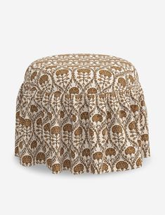 a brown and white tablecloth with an intricate design