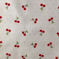 One Half Yard of fabric measuring approximately 43/44 inches wide. 100% cotton. Multiple orders will ship as one continuous piece of fabric. Small red cherries and green leaves are tossed among black pin dots on a white background. Red cherry bunches are about 1/2 inch long. Convo me if you have any Questions !! Cherry Aesthetics, Cherry Valance, Cherry Fabric, Cow Print Fabric, Puff Quilt, Manic Pixie Dream Girl, Vintage Cherry, Cute Fabric, Big Little Reveal