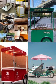 several different types of food trucks parked near each other