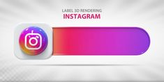 an instagram button with the text label 3d rendering