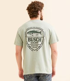 JEDCo Busch Light Fishing Team T-Shirt - Green Small, Men's Bay Graphic washed t-shirt. 100% Cotton. Machine wash cold. Non-chlorine bleach. Tumble dry low. Do not iron. Do not dry clean. Apparel & Accessories > Clothing > Shirts & Tops Busch Light, Team T Shirts, Accessories Clothing, T Shirt For Men, Come Back, Apparel Accessories, Shirts Tops, Mens T, Bleach