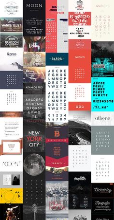 a collage of different types of calendars with the same color and font on them